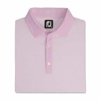 Men's Footjoy Lisle Golf Shirts Pink/White NZ-277135